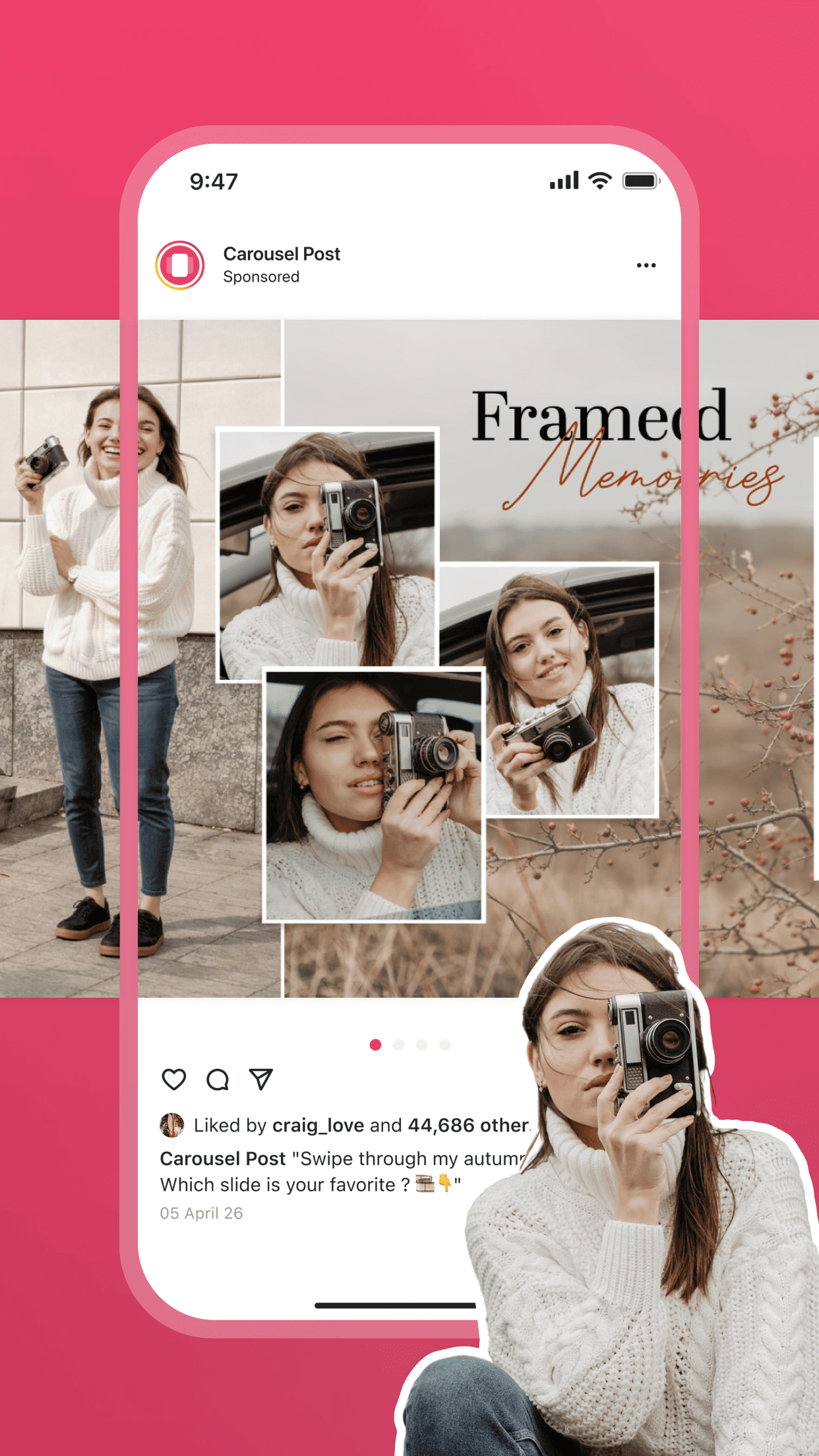 Carousel Post seamless Instagram carousel maker showing a connected multi-slide design canvas